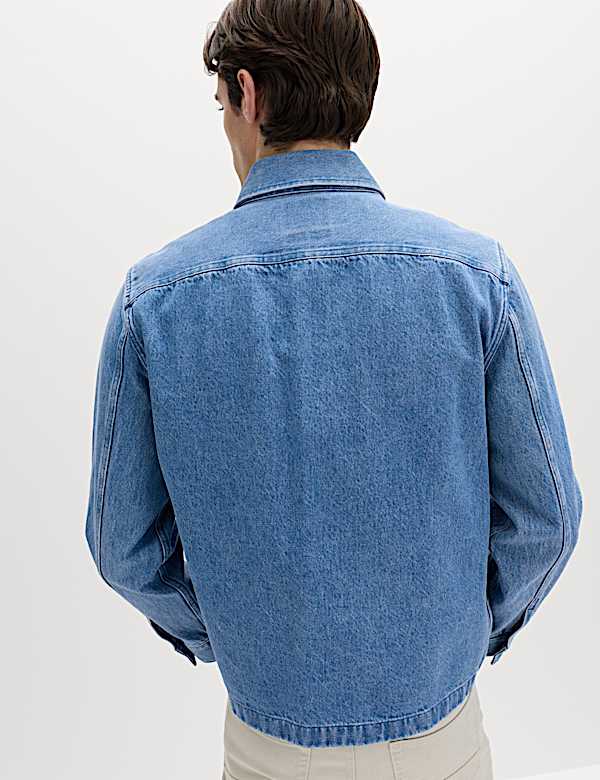 Overshirt van zuiver katoenen denim met normale pasvorm - BE