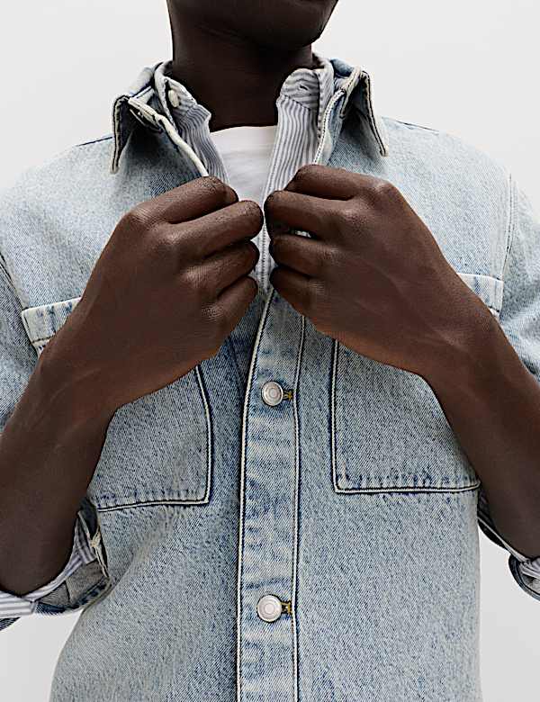 Pure Cotton Denim Overshirt