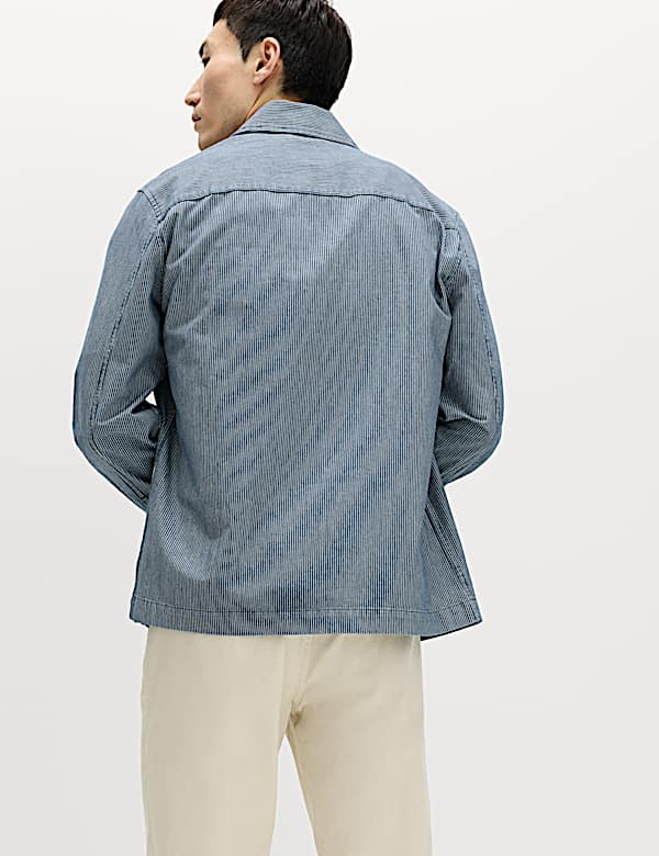 Pure Cotton Striped Overshirt - GR