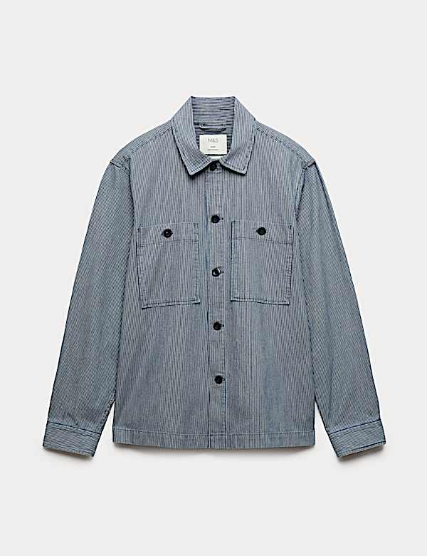 Pure Cotton Striped Overshirt - GR