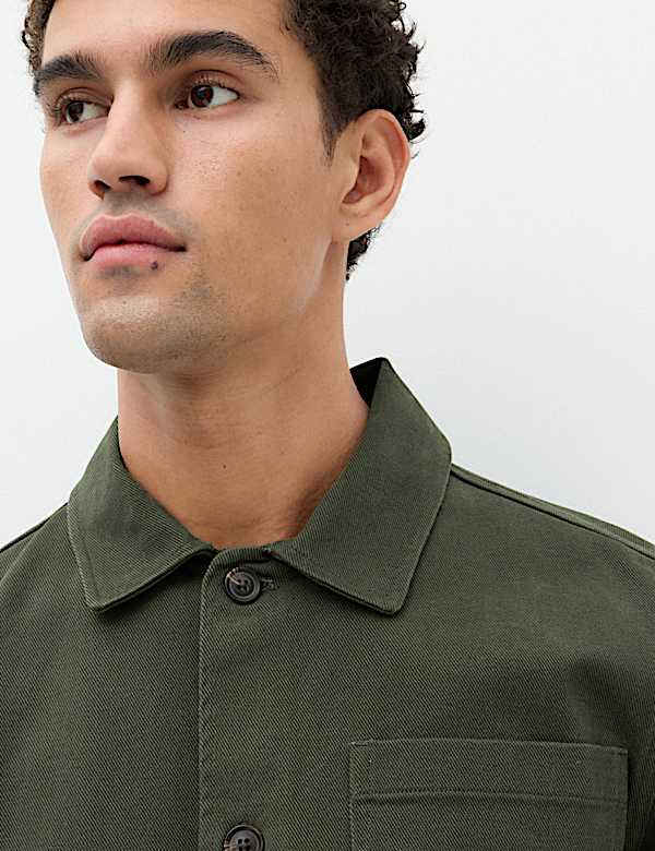 Regular Fit Pure Cotton Twill Overshirt