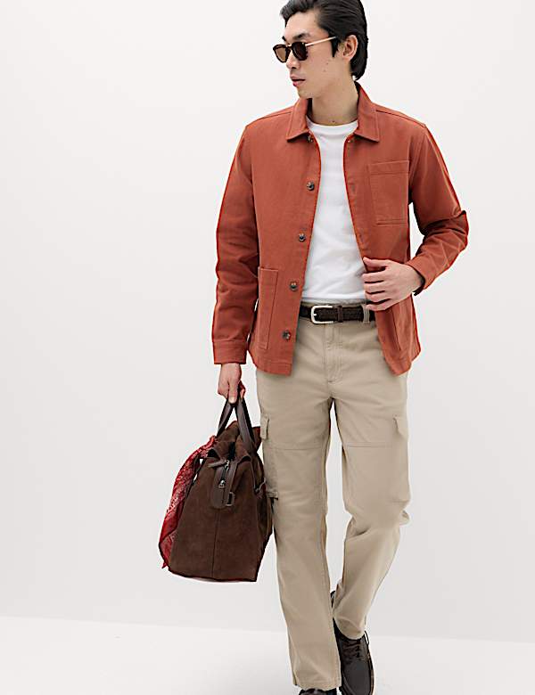 Regular Fit Pure Cotton Twill Overshirt