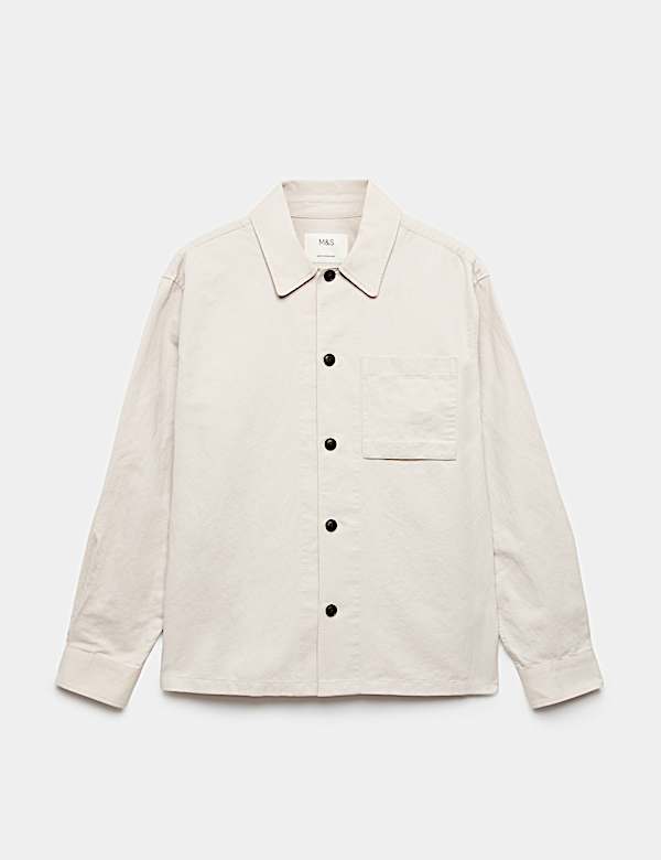 Regular Fit Cotton Linen Blend Overshirt - IS
