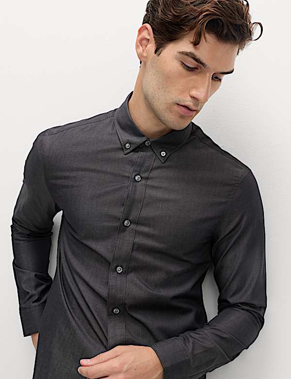 Regular Fit Easy Iron Denim Shirt - BE