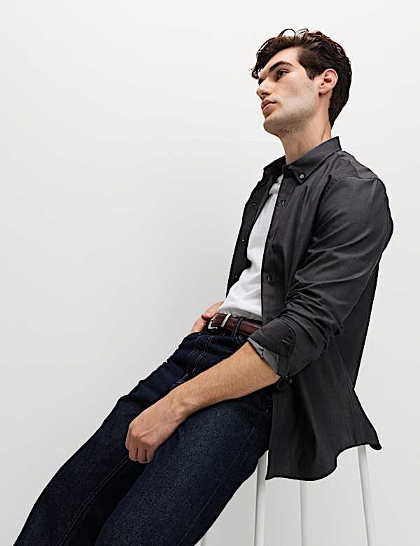 Regular Fit Easy Iron Denim Shirt - BE