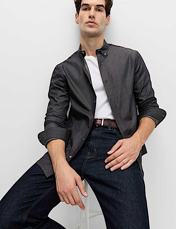 Regular Fit Easy Iron Denim Shirt - BE