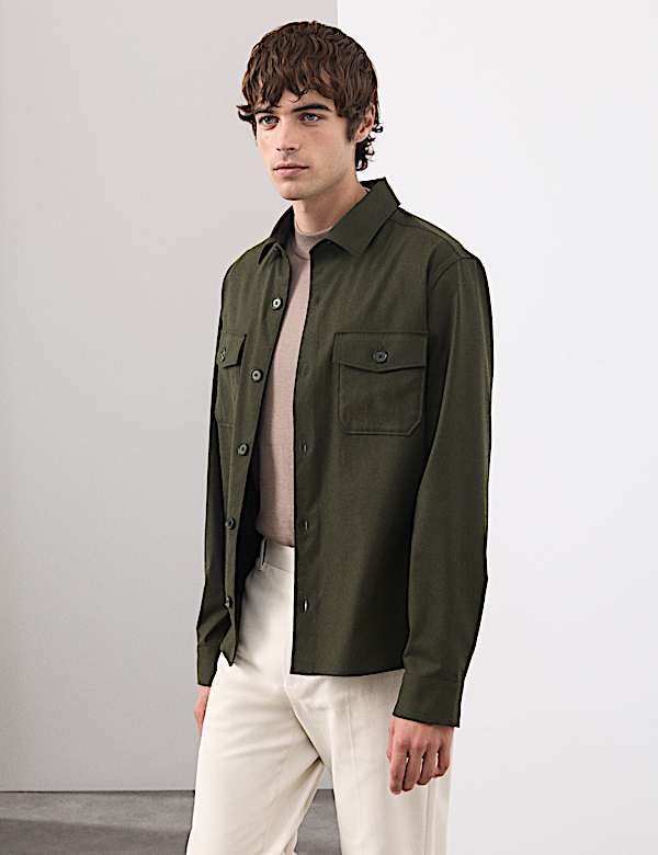 Regular Fit Wool Blend Overshirt - NZ