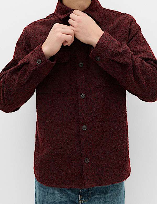 Regular Fit Boucle Textured Overshirt - AL