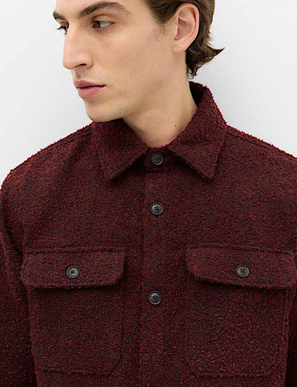 Regular Fit Boucle Textured Overshirt - AL