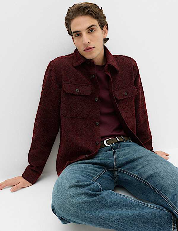 Regular Fit Boucle Textured Overshirt - AL
