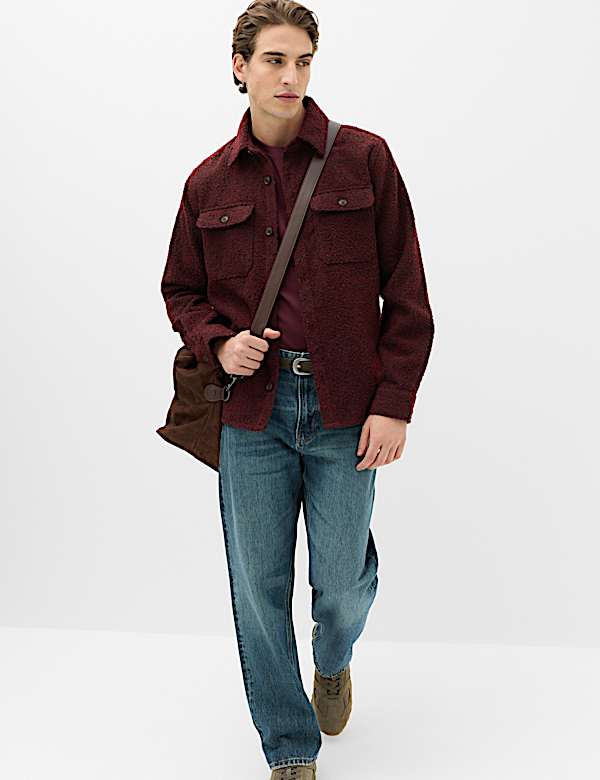 Regular Fit Boucle Textured Overshirt - AL
