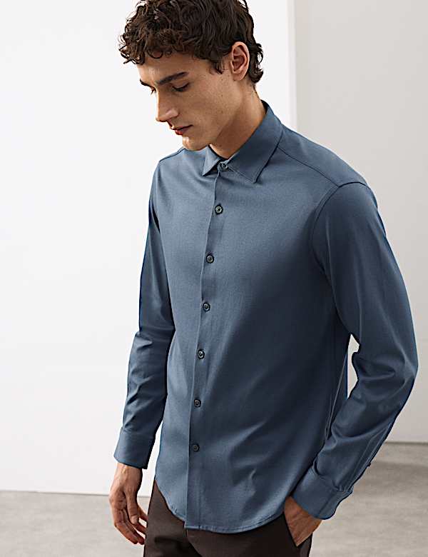 Regular Fit Easy Iron Pure Cotton Jersey Shirt