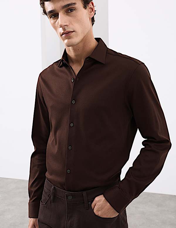 Regular Fit Easy Iron Pure Cotton Jersey Shirt