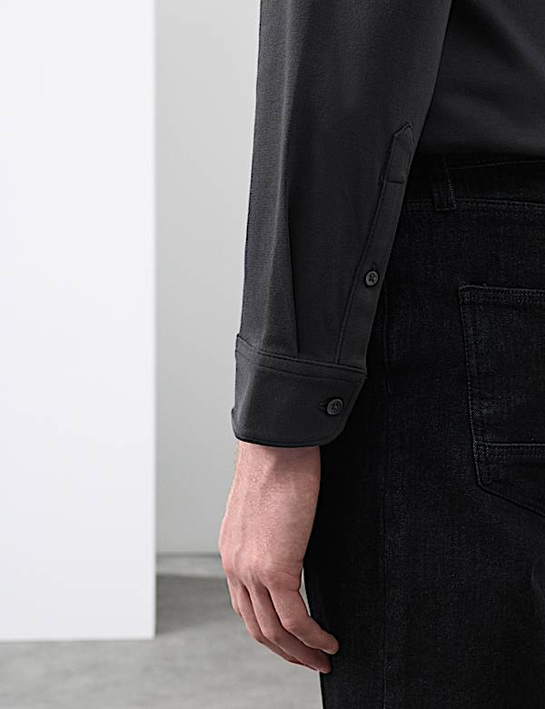 Slim Fit Easy Iron Pure Cotton Jersey Shirt - CY