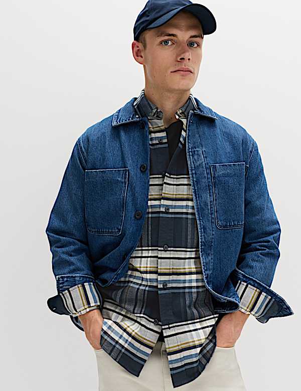 Cotton Rich Check Oxford Shirt - TW