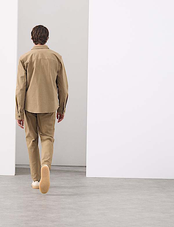 חולצת ז'קט מבד עשיר בכותנה בגזרה ישרה - IL