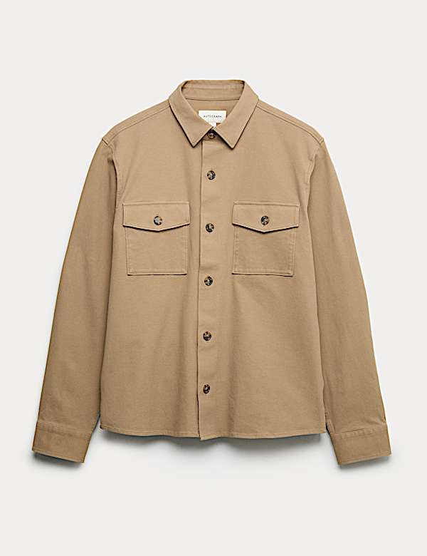 חולצת ז'קט מבד עשיר בכותנה בגזרה ישרה - IL