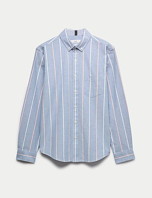 Cotton Rich Striped Oxford Shirt - PL