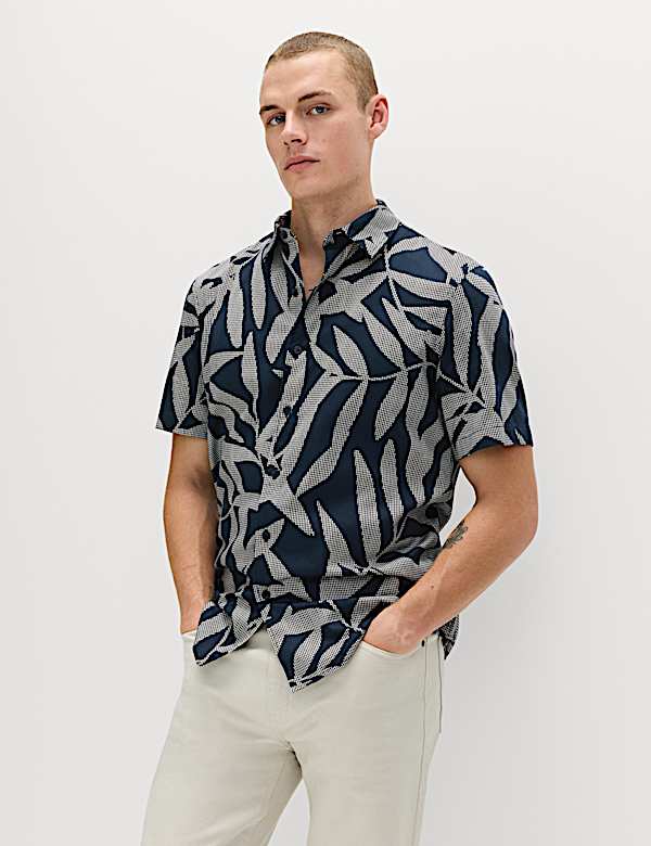 Pure Cotton Floral Short Sleeve Shirt - AL