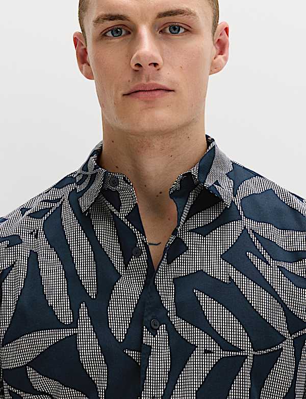 Pure Cotton Floral Short Sleeve Shirt - AL