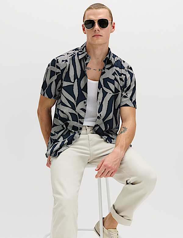 Pure Cotton Floral Short Sleeve Shirt - AL