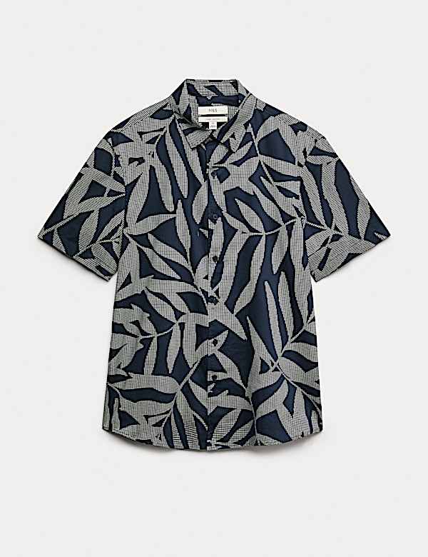 Pure Cotton Floral Short Sleeve Shirt - AL