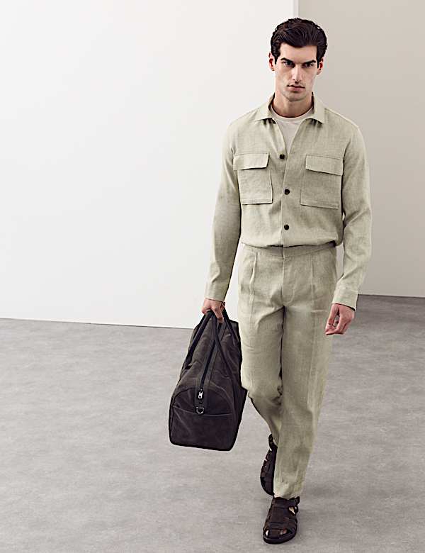 Linen Blend Twill Performance Overshirt - CA