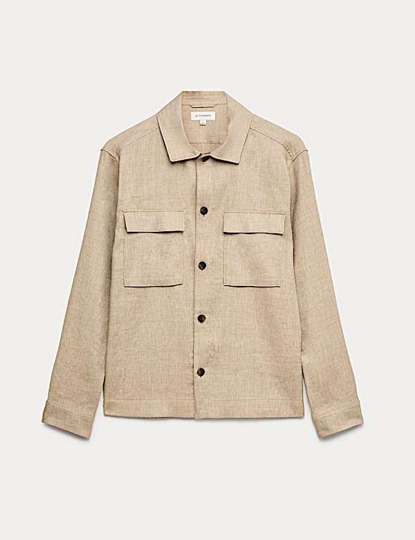 חולצת ז'קט ליומיום מבד תערובת פשתן באריגת טוויל - IL