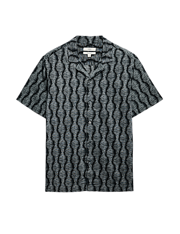 Pure Cotton Geometric Short Sleeve Shirt
