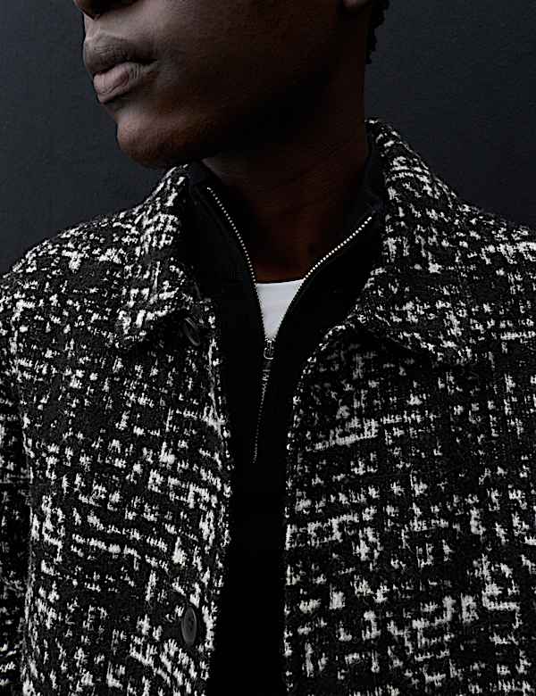 Regular Fit Wool Blend Textured Overshirt