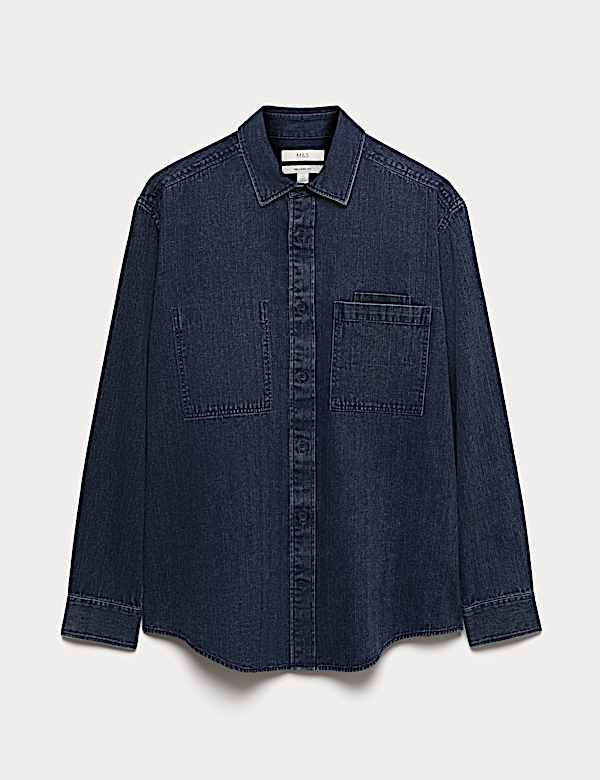 Regular Fit Pure Cotton Denim Stripe Shirt - CN