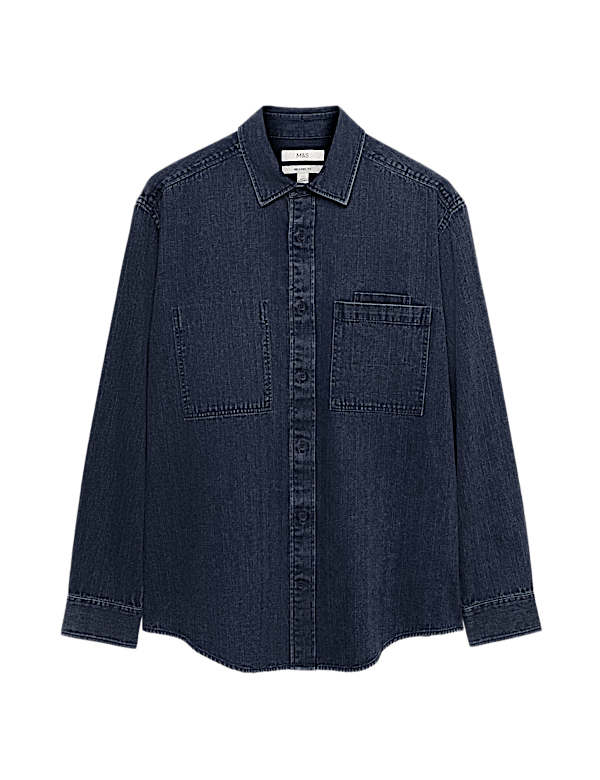 Regular Fit Pure Cotton Denim Stripe Shirt