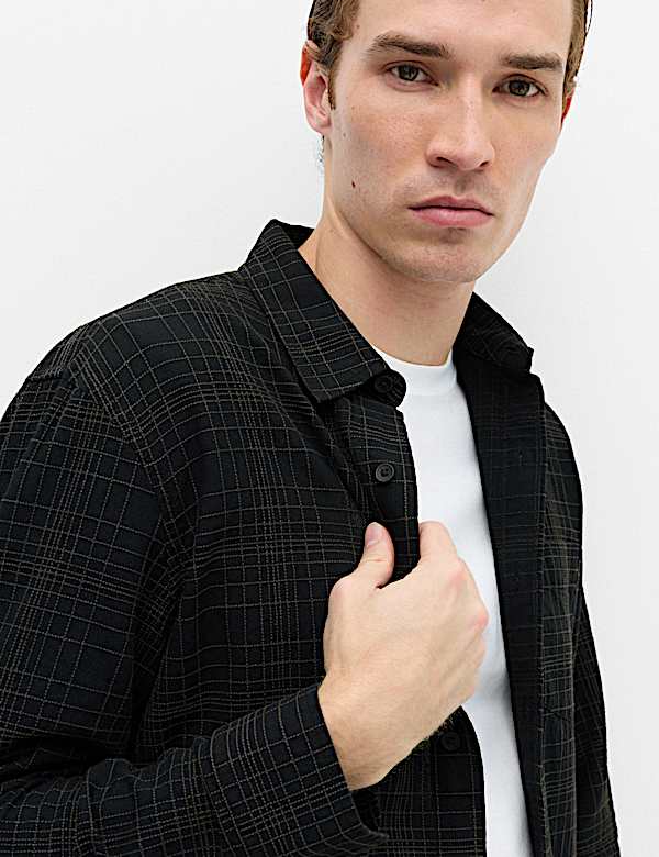 Pure Cotton Textured Check Shirt - FI