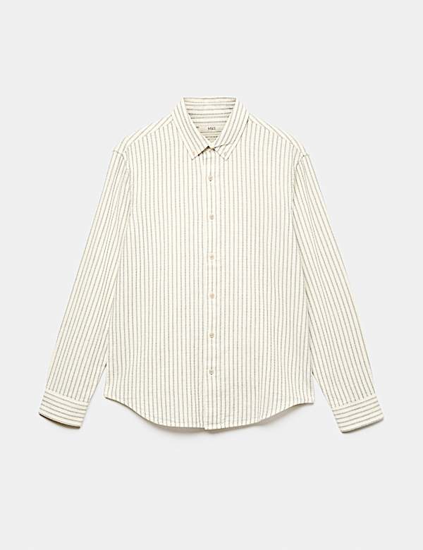 Cotton Linen Blend Striped Shirt