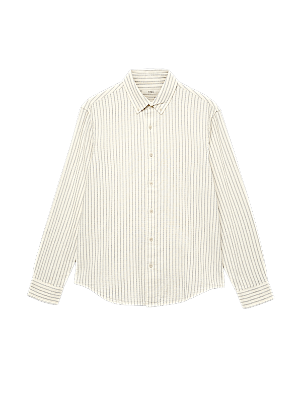 Cotton Linen Blend Striped Shirt