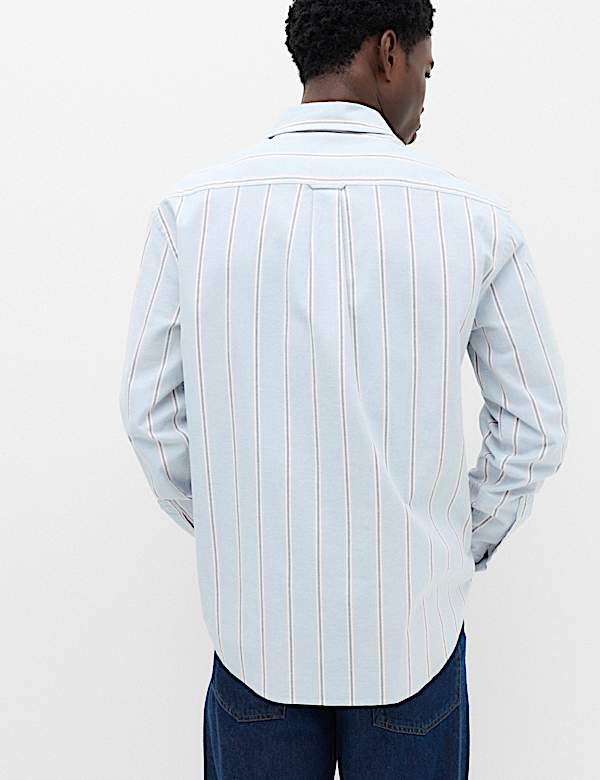 Relaxed Fit Cotton Rich Striped Oxford Shirt