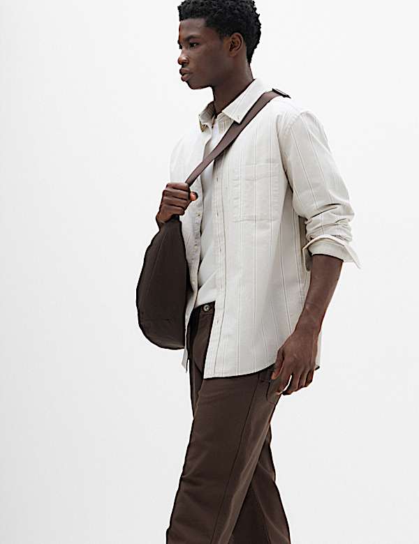 Relaxed Fit Cotton Rich Striped Oxford Shirt