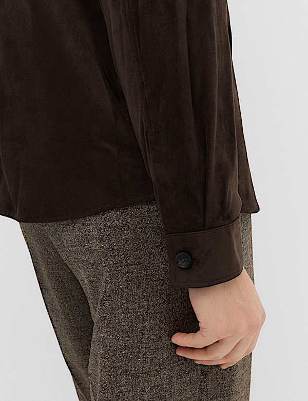 Regular Fit Faux Suede Overshirt - AU
