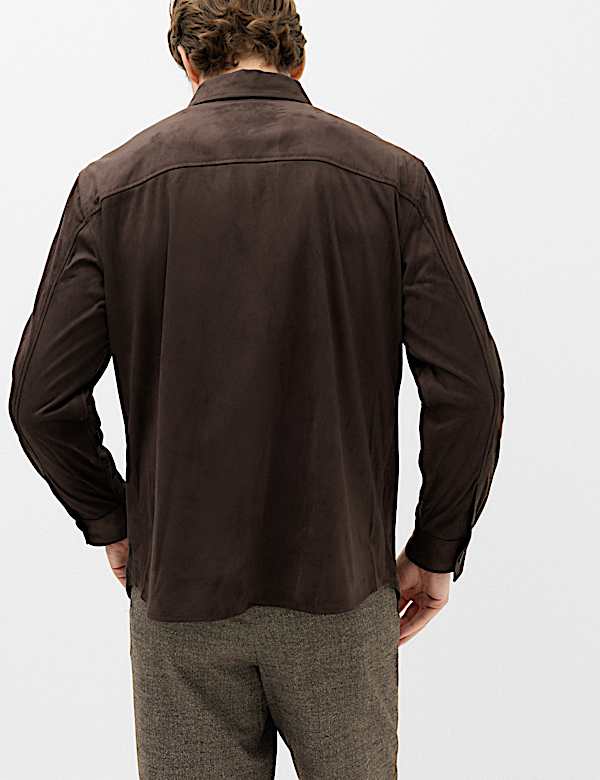 Regular Fit Faux Suede Overshirt - AU