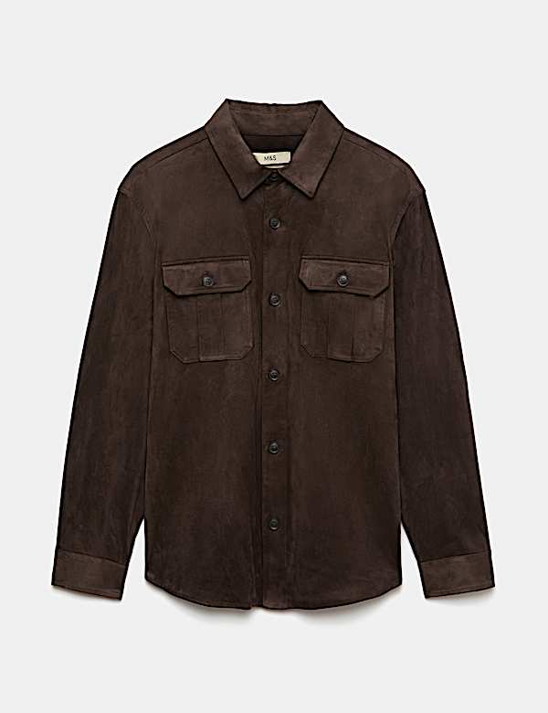 Regular Fit Faux Suede Overshirt - AU