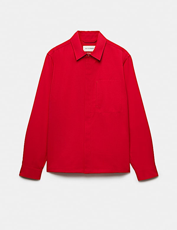 Wool Blend Twill Utility Overshirt - VN