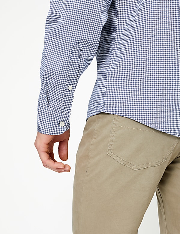Cotton Rich Gingham Check Oxford Shirt