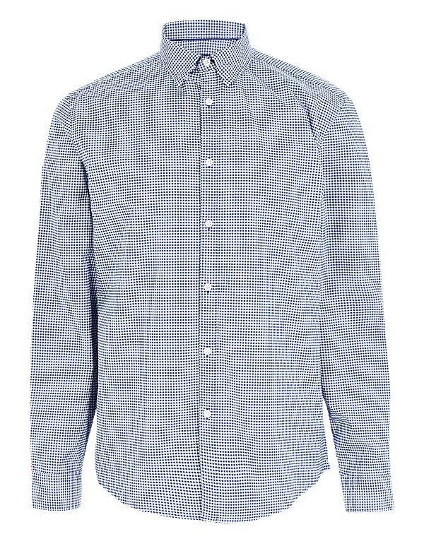 Cotton Rich Gingham Check Oxford Shirt