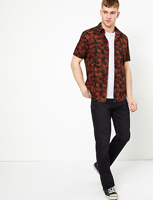 Pure Cotton Palm Print Shirt