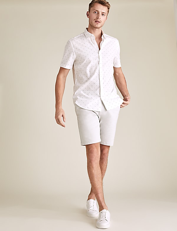 Pure Cotton Geometric Dot Print Shirt