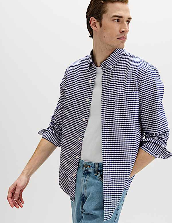 Chemise Oxford Ultimate &agrave; carreaux 100 % coton - CH