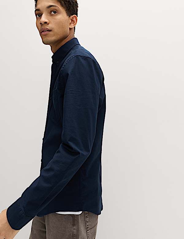 Slim Fit Oxford-shirt van ultiem katoenrijk materiaal - BE