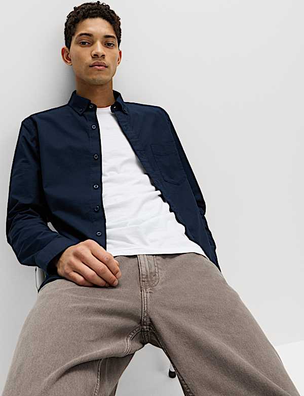 Slim Fit Oxford-shirt van ultiem katoenrijk materiaal - BE