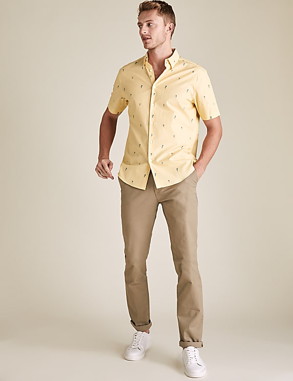 Pure Cotton Palm Tree Short Sleeve Shirt
