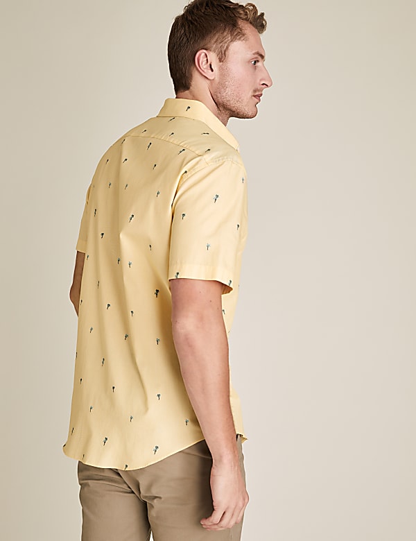 Pure Cotton Palm Tree Short Sleeve Shirt